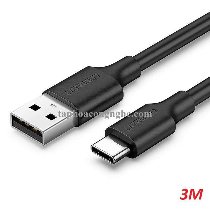 Ugreen 60826 3M USB A sang type c 2.0 màu đen cáp truyền dữ liệu từ máy tính ra điện thoại US287 30060826